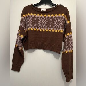 Juniors’ SO Shine Fair Isle Cropped Sweater